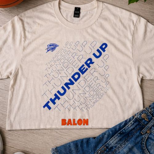 OKC Thunder Custom Crop Tee – One of One | XL Relaxed Fit | BAM Studio