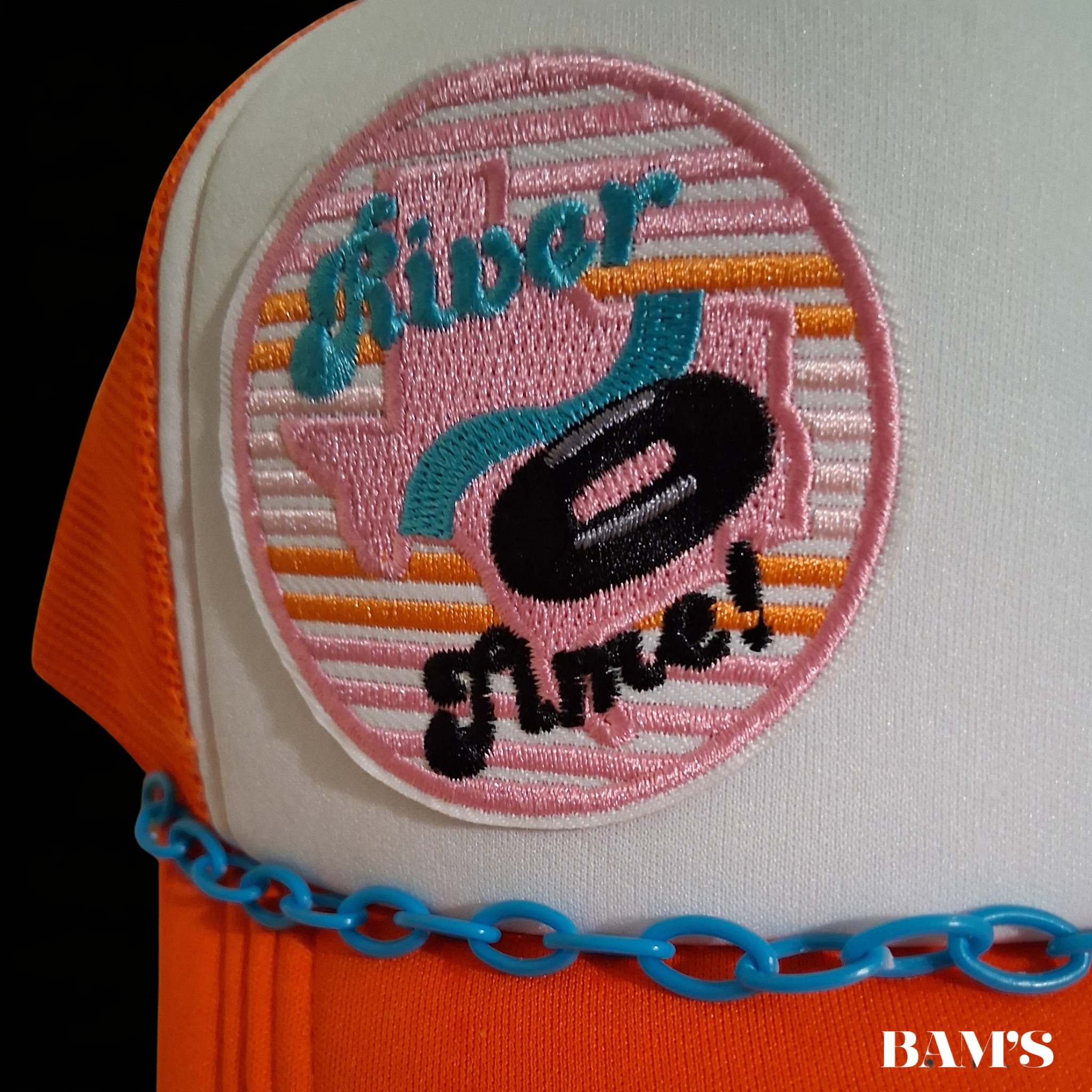 Custom | Western Style Trucker Hat | Texas River Time | Dolly | Orange | Snap Back