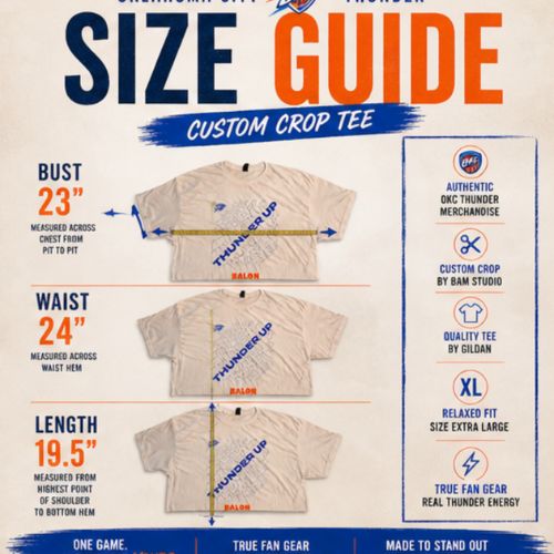 OKC Thunder Custom Crop Tee – One of One | XL Relaxed Fit | BAM Studio