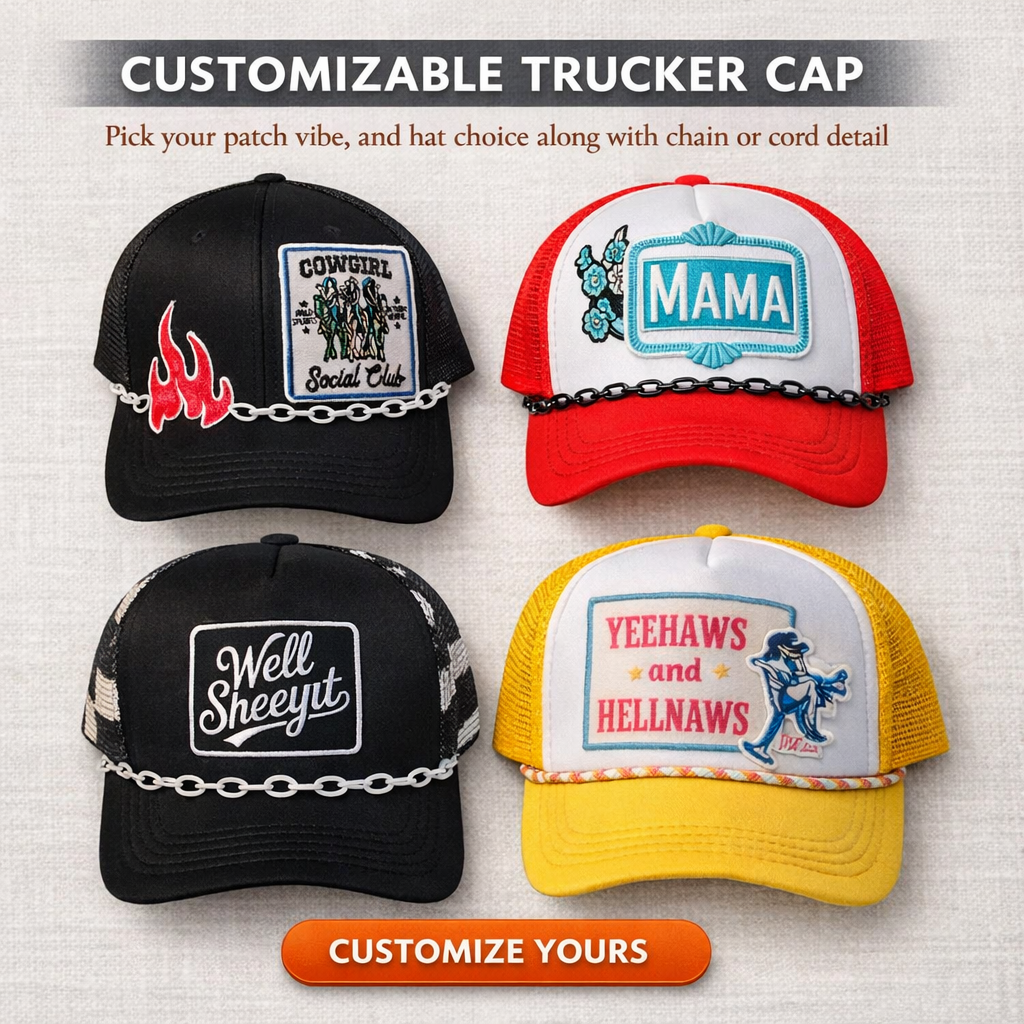 CUSTOMIZABLE | Western Style Trucker Hat | Vintage Trucker Snap Back | New