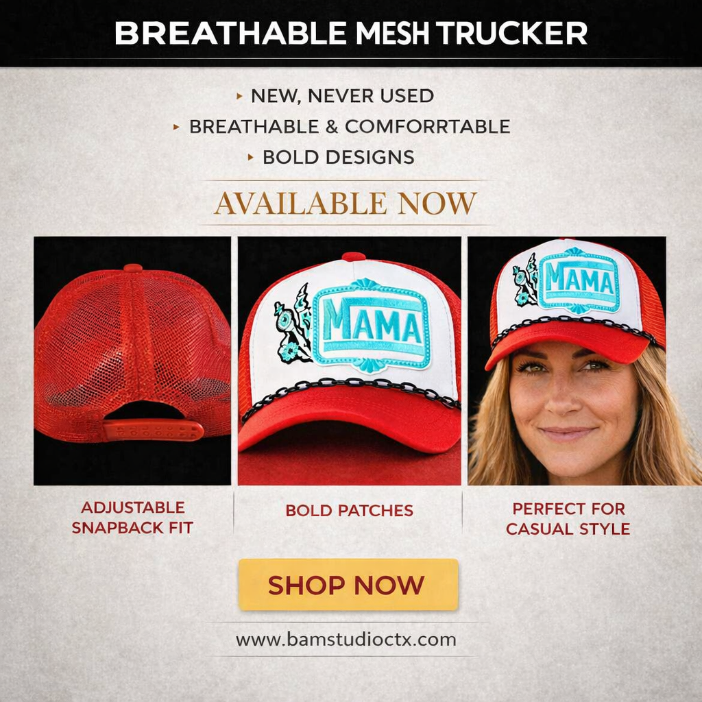 Custom Western Trucker Hat | Boutique Style Trucker Hat | Red | Snapback | Peace | Turquoise | Mama