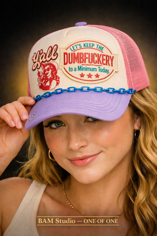 Custom Keep the Dumbfuckery to a Minimum” | Pink Purple Western Cowgirl Trucker Hat NEW