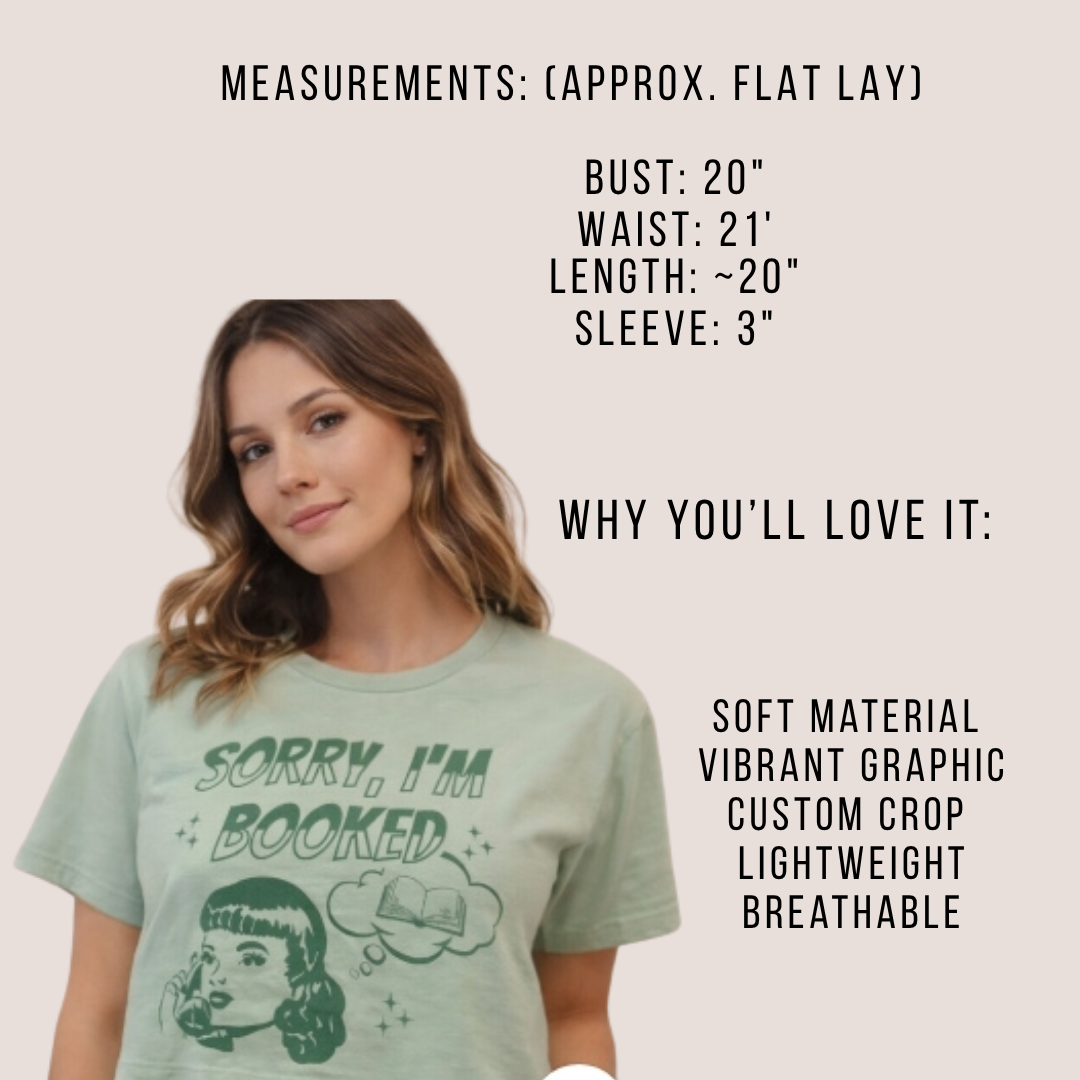 Custom graphic tee | Cropped | Mint Green | Book and Busy | Size Large