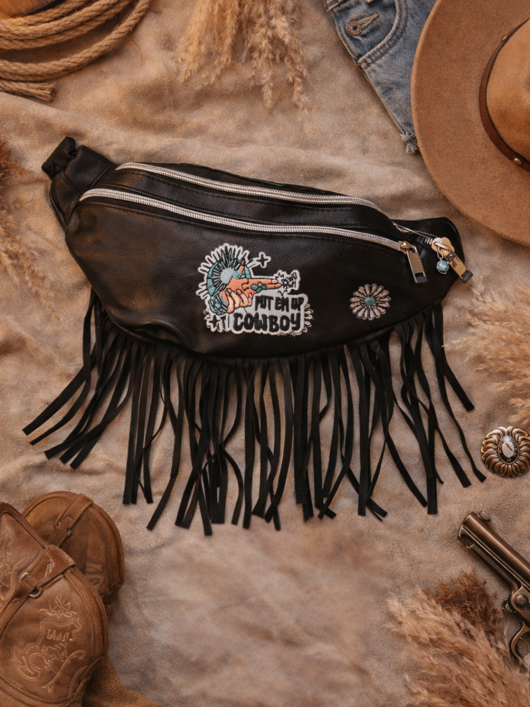 Custom 2 Fly Fringe Bum Bag Western Fanny Pack | BAM Studio One of One Boho