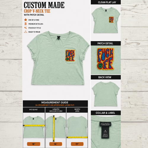 Custom Mood Crop V-Neck T-Shirt | One Of A Kind | BAM Studio Original F Off
