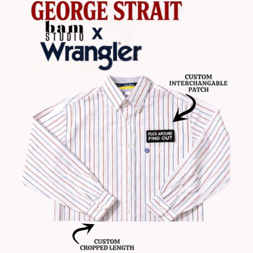 Custom George Strait Wrangler Button-Up Crop Top | FAFO Patch Shirt | Western Medium