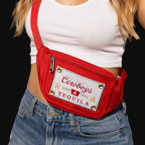 Custom Cowboys & Tequila Red Fanny Pack Belt Bag Western Festival Crossbody |Statement