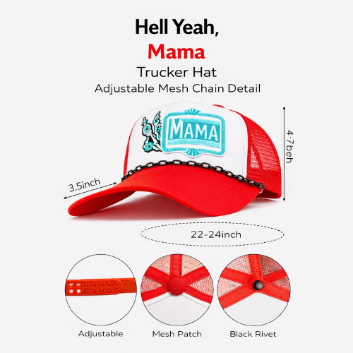 Custom Western Trucker Hat | Boutique Style Trucker Hat | Red | Snapback | Peace | Turquoise | Mama