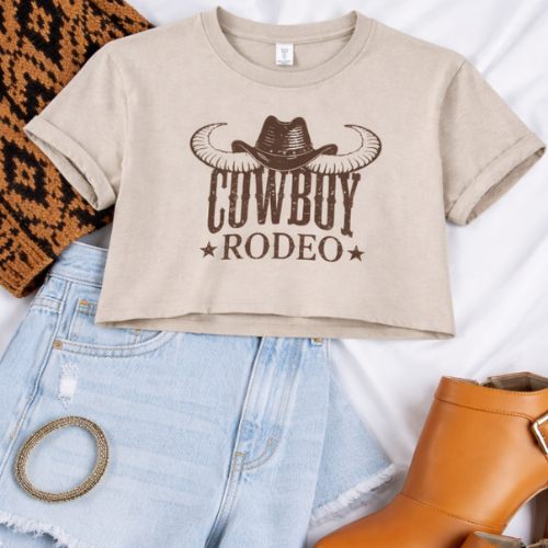 Cowboy Rodeo Cropped T-Shirt | Western Cowboy Crop Top | Rodeo Graphic Tee