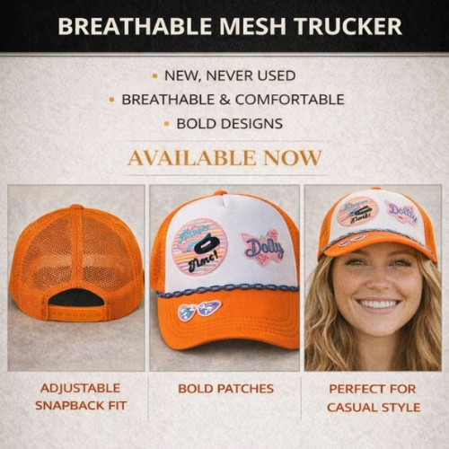 Custom | Western Style Trucker Hat | Texas River Time | Dolly | Orange | Snap Back