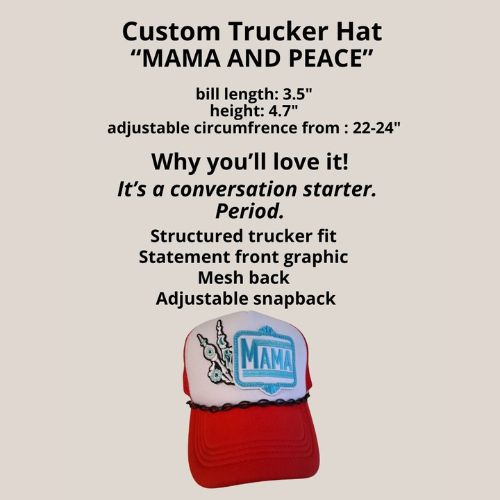 Custom Western Trucker Hat | Boutique Style Trucker Hat | Red | Snapback | Peace | Turquoise | Mama