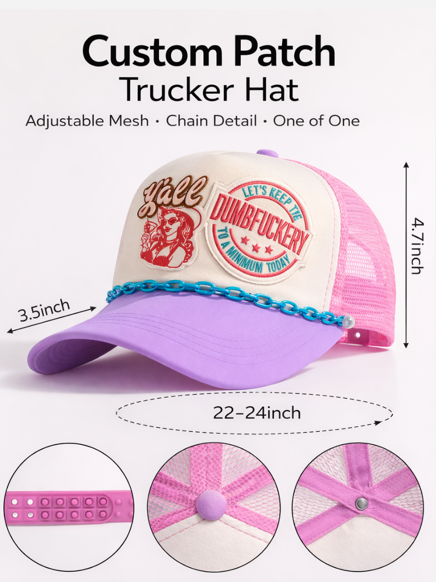 Custom Keep the Dumbfuckery to a Minimum” | Pink Purple Western Cowgirl Trucker Hat NEW