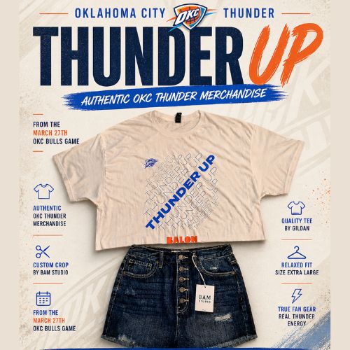 OKC Thunder Custom Crop Tee – One of One | XL Relaxed Fit | BAM Studio