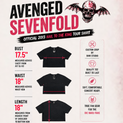 Avenged Sevenfold Custom Crop Tee – 2013 Hail to the King Tour | One of One | Size Small